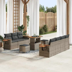 vidaXL Ensemble de canapé de jardin 10 pcs Gris Poly rotin