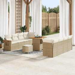 vidaXL Ensemble de canapé de jardin 11 pcs Beige Poly rotin