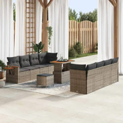 vidaXL Ensemble de canapé de jardin 11 pcs Gris Poly rotin