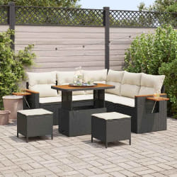vidaXL Ensemble de canapé de jardin avec coussin 8 pcs Noir Poly rotin