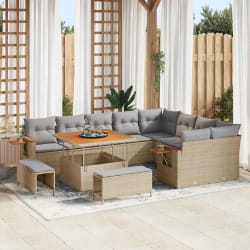vidaXL Ensemble de canapé de jardin 12 pcs Beige Poly rotin