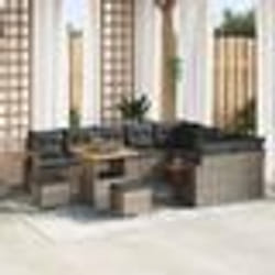 Ensemble de canapé de jardin 12 pièces avec coussins gris en poly rotin