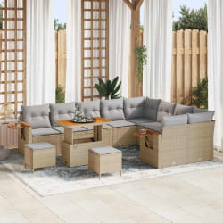 vidaXL Ensemble de canapé de jardin 12 pcs Beige Poly rotin