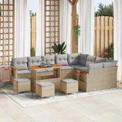 vidaXL Ensemble de canapé de jardin 13 pcs Beige Poly rotin