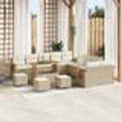 Ensemble 14 pièces de canapé de jardin avec coussins Beige Poly Rotin