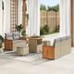 Canapé de jardin 8 pièces avec coussins Beige Poly Rattan Acacia