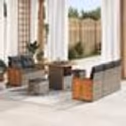 Canapé de jardin 8 pièces avec coussins en rotin poly gris et acacia