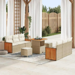 vidaXL Ensemble de canapé de jardin 9 pcs Beige et crème