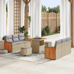 vidaXL Ensemble de canapé de jardin 9 pcs Beige et gris clair