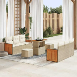 vidaXL Ensemble de canapé de jardin 9 pcs Beige et crème