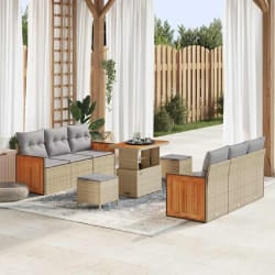vidaXL Ensemble de canapé de jardin 9 pcs Beige 90 x 55 x 71 cm
