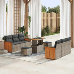 vidaXL Ensemble de canapé de jardin 9 pcs Gris Gris foncé