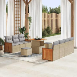 vidaXL Ensemble de canapé de jardin 10 pcs Beige et gris clair