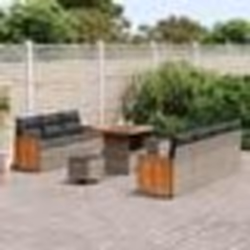 Set de canapé de jardin 10 pièces avec coussins Gris Poly rotin Acacia