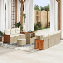 vidaXL Ensemble de canapé de jardin 10 pcs Beige et crème