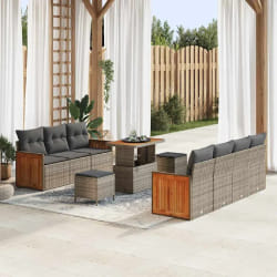 vidaXL Ensemble de canapé de jardin 10 pcs Gris 90 x 55 x 71 cm