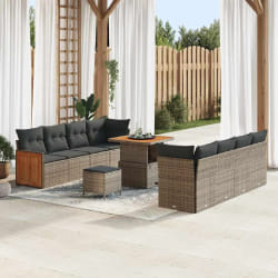 vidaXL Ensemble de canapé de jardin 11 pcs Gris Gris foncé