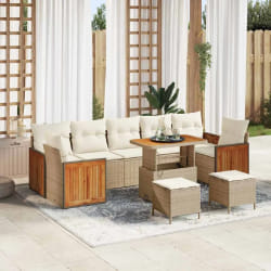 vidaXL Ensemble de canapé de jardin 10 pcs Beige 90 x 55 x 71 cm