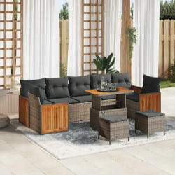 vidaXL Ensemble de canapé de jardin 10 pcs Gris Gris foncé