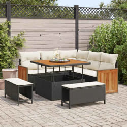 vidaXL Ensemble de canapé de jardin 8 pcs Noir et Crème