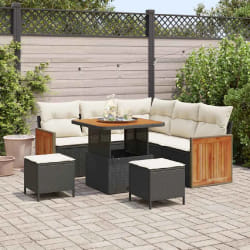 vidaXL Ensemble de canapé de jardin 8 pcs Noir et Crème