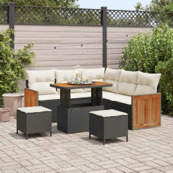 vidaXL Ensemble de canapé de jardin 8 pcs Noir et Crème