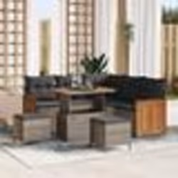 Canapé de jardin 8 pièces vidaXL avec coussins gris poly rotin acacia