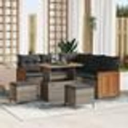 Canapé de jardin 8 pièces vidaXL avec coussins gris poly rotin acacia