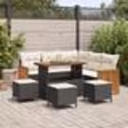 Canapé de jardin de 9 pièces avec coussins noir poly rattan acacia