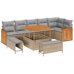 Vidaxl - Ensemble De Canapé De Jardin 9 Pcs Beige, Gris Clair