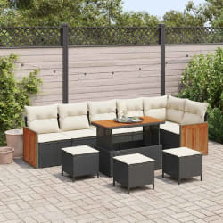 vidaXL Ensemble de canapé de jardin 10 pcs Noir et Crème