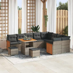 vidaXL Ensemble de canapé de jardin 12 pcs Gris Gris foncé