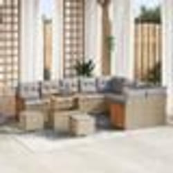 Canapés de Jardin 12 Pièces avec Coussins Beige en Rotin Poly Acacia