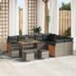 vidaXL Canapé de jardin 13 pièces avec coussins gris poly rotin acacia