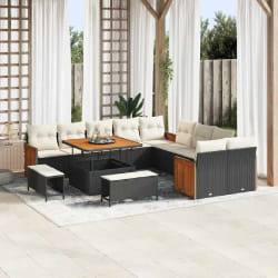 vidaXL Ensemble de canapé de jardin 13 pcs Noir et Crème
