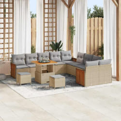 vidaXL Ensemble de canapé de jardin 13 pcs Beige et gris clair
