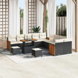 vidaXL Ensemble de canapé de jardin 13 pcs Noir et Crème