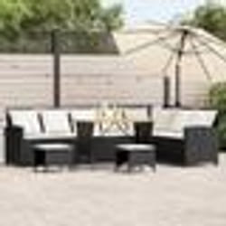 vidaXL Salon de jardin 4 pcs avec coussins forme L noir résine tressée
