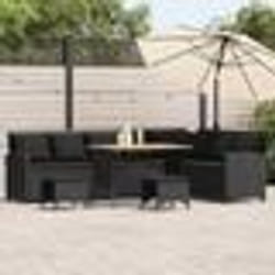 vidaXL Salon de jardin 4 pcs avec coussins forme L noir résine tressée