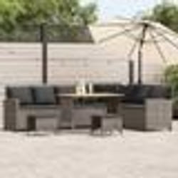 vidaXL Salon de jardin 4 pcs avec coussins forme L gris résine tressée
