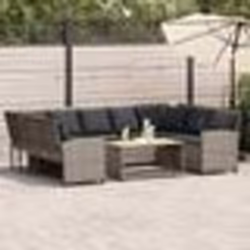 vidaXL Canapé de jardin avec coussins Gris Résine tressée