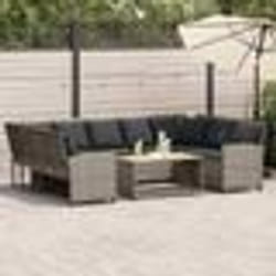 vidaXL Canapé de jardin avec coussins Gris Résine tressée