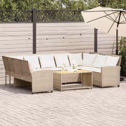vidaXL Canapé de jardin avec coussins beige résine tressée