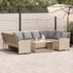 vidaXL Canapé de jardin avec coussins beige résine tressée