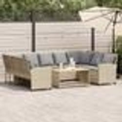 vidaXL Canapé de jardin avec coussins beige résine tressée