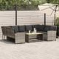 vidaXL Canapé de jardin et coussins gris clair résine tressée