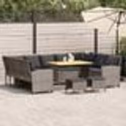 vidaXL Salon de jardin 4 pcs avec coussins gris résine tressée
