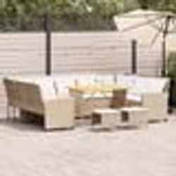 vidaXL Salon de jardin avec coussins 4 pcs beige résine tressée
