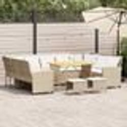 vidaXL Salon de jardin avec coussins 4 pcs beige résine tressée