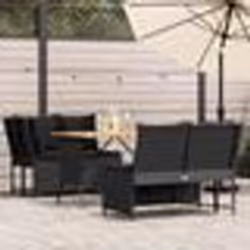 vidaXL Salon de jardin 3 pcs avec coussins noir résine tressée